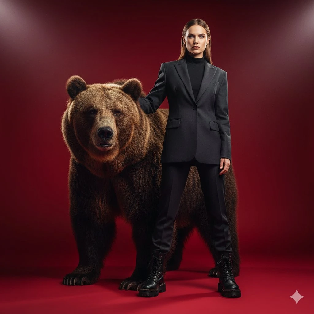 Fashion female photo with bear